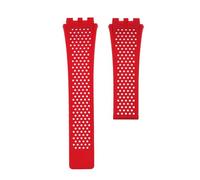 ROUHO 28mm Soft Replacement Watch Band Waterproof Silicone Rubber Watch Strap Accessory for Tag Heuer Carrera-Red