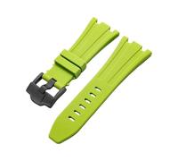 ROUHO 28x20mm Replacement Rubber Watch Band - Soft Silicone Strap Black Pin Buckle for Audemars Piguet 15710 15703 26470 15707 26703-Green