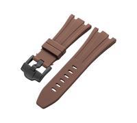 ROUHO 28x20mm Replacement Rubber Watch Band - Soft Silicone Strap Black Pin Buckle for Audemars Piguet 15710 15703 26470 15707 26703-Brown