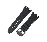 ROUHO 28x20mm Replacement Rubber Watch Band - Soft Silicone Strap Black Pin Buckle for Audemars Piguet 15710 15703 26470 15707 26703-Black