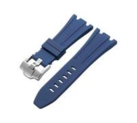 ROUHO 28x20mm Silicone Watch Band with Pin Buckle - Soft Rubber Strap Replacement for Audemars Piguet AP 15710 15703 26470 15707 26703-Blue