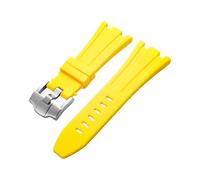 ROUHO 28x20mm Silicone Watch Band with Pin Buckle - Soft Rubber Strap Replacement for Audemars Piguet AP 15710 15703 26470 15707 26703-Yellow