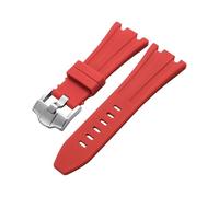 ROUHO 28x20mm Silicone Watch Band with Pin Buckle - Soft Rubber Strap Replacement for Audemars Piguet AP 15710 15703 26470 15707 26703-Red