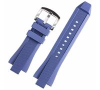 ROUHO 29 x 13mm Soft Silicone Rubber Watch Strap Adjustable Watchband Watch Accessories for MIC-HA-EL KO-RS MK9020-Blue + Silver Buckle
