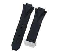 ROUHO 29 x 17mm Notched Silicone Rubber Watch Strap Replacement Waterproof Mens' Watch Accessories for HUBLOT Big Bang-Black + Silver