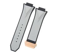 ROUHO 29 x 17mm Notched Silicone Rubber Watch Strap Replacement Waterproof Mens' Watch Accessories for HUBLOT Big Bang-Grey + Rose Gold
