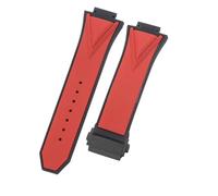 ROUHO 29 x 17mm Notched Silicone Rubber Watch Strap Replacement Waterproof Mens' Watch Accessories for HUBLOT Big Bang-Red + Black