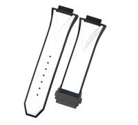 ROUHO 29 x 17mm Notched Silicone Rubber Watch Strap Replacement Waterproof Mens' Watch Accessories for HUBLOT Big Bang-White + Black