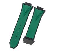 ROUHO 29 x 17mm Notched Silicone Rubber Watch Strap Replacement Waterproof Mens' Watch Accessories for HUBLOT Big Bang-Green + Black