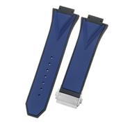 ROUHO 29 x 17mm Notched Silicone Rubber Watch Strap Replacement Waterproof Mens' Watch Accessories for HUBLOT Big Bang-Blue + Silver