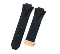 ROUHO 29 x 17mm Notched Silicone Rubber Watch Strap Replacement Waterproof Mens' Watch Accessories for HUBLOT Big Bang-Black + Rose Gold