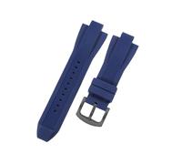 ROUHO 29mm Rubber Watch Strap 13mm Notched Replacement Flexible Waterproof Watch Bnad for Michael Kors MK8184 MK8152 MK9020-Blue + Black Buckle