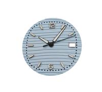 ROUHO 30.5mm Wave Pattern Watch Dial, a Luminous Timepiece Face 3h Crown Date Mod for Seiko NH35 Movement-F13