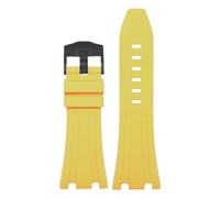 ROUHO 30mm Durable Silicone Sport Watch Strap Large Dial Replacement Men's Watch Band for Audemars Piguet Royal Oak 26400 26401 26405 15703/15710-Yellow + Black Buckle