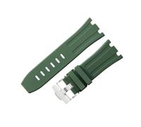 ROUHO 30mm Silicone Watch Strap Waterproof Rubber Watch Band Stainless Steel Deployment Clasp Soft Replacement for Audemars Piguet Royal Oak Offshore 15710 15703 C2