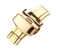 ROUHO 316 Stainless Steel Deployant Watch Buckle Automatic Flip Leather Watch Strap Buckle Accessories-Gold 18mm