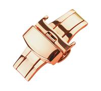 ROUHO 316 Stainless Steel Deployant Watch Buckle Automatic Flip Leather Watch Strap Buckle Accessories-Rose Gold 20mm