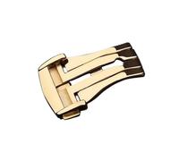 ROUHO 316L Stainless Steel Deployment Buckle Quick Release Leather Strap Replacement Buckle for Omega De Ville Series - Gold 16mm