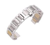 ROUHO 316L Stainless Steel Men's Watch Strap Women's Replacement Metal Watch Bracelet Compatible with Cartier Ballon Bleu-Silver Gold 8 * 16mm