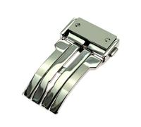ROUHO 316L Stainless Steel Push Button Replacment Buckle Deployment Butterfly Clasp for HUBLOT Big Bang - Silver 18mm