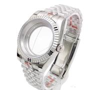 ROUHO 316L Stainless Steel Watch Mod Kit 39mm Fluted Watch Case & Bracelet, Fits NH35 Automatic Movement for Rolex Datejust-B