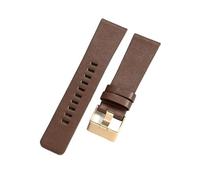 ROUHO 32mm Versatile Leather Watch Band Large Dial, Long - Lasting & Durable Replacement Watch Bracelet for Diesel-Brown + Rose Gold Buckle