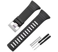 ROUHO 35mm Silicone Watch Strap Replacement Stainless Steel Buckle Watchband with Screw Bars for SUUNTO CORE-Silver