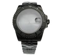 ROUHO 40mm Black Stainless Steel Watch Case + Bracelet Kit, 28.5mm Dial, Replacement Diver Watch Mod Kit for Rolex Yacht-Master Submariner-C Fits 8215 Movement