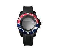 ROUHO 40mm Black Watch Case + Silicone Strap with Folding Clasp, Fits NH35 NH36 Movement, Date Magnifier Transparent Back Watch Modification Set for Rolex SUB-H