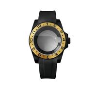 ROUHO 40mm Black Watch Case + Silicone Strap with Folding Clasp, Fits NH35 NH36 Movement, Date Magnifier Transparent Back Watch Modification Set for Rolex SUB-J