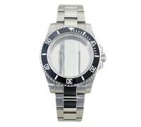 ROUHO 40mm Diver Watch Modification Kit Watch Case Bracelet Ceramic Bezel Set for Rolex Submariner-B Fits NH34/35/36/38 Movement