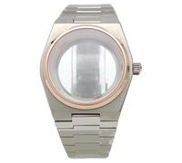 ROUHO 40mm Integrated Bracelet Watch Case Kit, Fits NH35 NH36 Movement 31.8mm Dial, Stainless Steel Retro Watch Case for Tissot PRX-Rose Gold