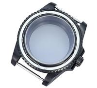 ROUHO 40mm Matte Black PVD Watch Mod Case Screw-in Crown Stainless Steel Diver Watch Modification Kit for Rolex SUB-A Fits NH34/35/36/38 Movement