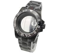 ROUHO 40mm Replacement Diver Watch Case Black Stainless Steel 120 Clicks Rotating Bezel, Fits NH35 4R36 Movement, Watch Bracelet Modification Kit for Rolex SUB-G 19