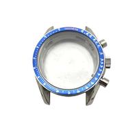 ROUHO 40mm Retro Chronograph Watch Case Acrylic Domed, Fits VK63 VK64 Quartz Movement, 32.5mm Dial Retro Watch Case Mod Parts for Omega Speedmaster-B Blue Red Bezel Insert