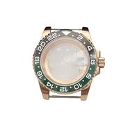 ROUHO 40mm Rose Gold Watch Case with Bezel Inserts, Fits NH35 NH36 Movement 28.5mm Dial Screw Crown, Watch Mod Parts for Rolex Yacht Master
