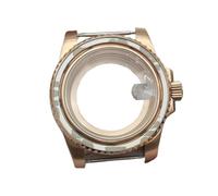 ROUHO 40mm Rose Gold Watch Case with Bezel Inserts, Fits NH35 NH36 Movement 28.5mm Dial Screw Crown, Watch Mod Parts for Rolex Yacht Master-T