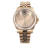ROUHO 40mm Rose Gold Watch Modding Case & Watch Bracelet Kit Replacement Rotating Ceramic Bezel Insert for Rolex Yacht-Master