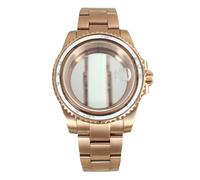 ROUHO 40mm Rose Gold Watch Modding Case & Watch Bracelet Kit Replacement Rotating Ceramic Bezel Insert for Rolex Yacht-Master-H Fits NH34/35/36/38 Movement