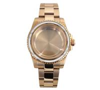 ROUHO 40mm Rose Gold Watch Modding Case & Watch Bracelet Kit Replacement Rotating Ceramic Bezel Insert for Rolex Yacht-Master-D Fits Miyota 8215 Movement