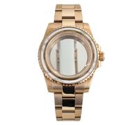 ROUHO 40mm Rose Gold Watch Modding Case & Watch Bracelet Kit Replacement Rotating Ceramic Bezel Insert for Rolex Yacht-Master-A Fits Miyota 8215 Movement