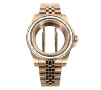 ROUHO 40mm Rose Gold Watch Modding Case & Watch Bracelet Kit Replacement Rotating Ceramic Bezel Insert for Rolex Yacht-Master-C Fits Miyota 8215 Movement