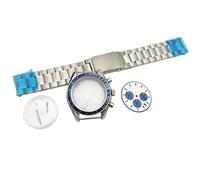 ROUHO 40mm Stainless Steel Watch Case & Bracelet & 32.5 Dial Set, Compatible with VK63 Quartz Movement, Vintage Acrylic Bubble Retro Watch Modification for Rolex-B