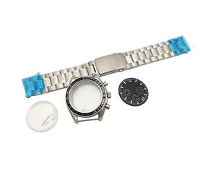 ROUHO 40mm Stainless Steel Watch Case & Bracelet & 32.5 Dial Set, Compatible with VK63 Quartz Movement, Vintage Acrylic Bubble Retro Watch Modification for Rolex-C