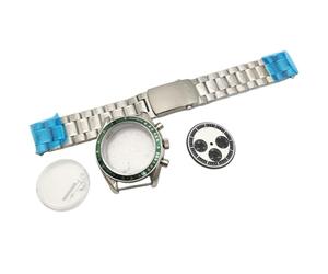 ROUHO 40mm Stainless Steel Watch Case & Bracelet & 32.5 Dial Set, Compatible with VK63 Quartz Movement, Vintage Acrylic Bubble Retro Watch Modification for Rolex-A