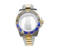 ROUHO 40mm Stainless Steel Watch Case Bracelet Set Mineral Glass Replacement Modification Parts Diver Watch Case for Rolex Submariner- D NH35 Movement