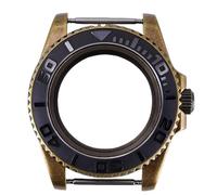 ROUHO 40mm Vintage Aged Look Watch Case Ceramic Bezel Insert, Fits ETA 2824 Movement, Sapphire Lens Matte Bronze Watch Modification Parts for Rolex Yacht-Master-A