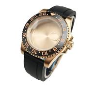 ROUHO 40mm Watch Case + Rubber Strap + Folding Clasp, Fits Miyota 8215/8205 Movement 28.5mm Dial, Ceramic Bezel Insert Watch Modification Kit for Rolex Yacht-Master SUB-C