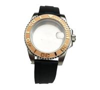 ROUHO 40mm Watch Case + Rubber Strap + Folding Clasp, Fits Miyota 8215/8205 Movement 28.5mm Dial, Ceramic Bezel Insert Watch Modification Kit for Rolex Yacht-Master SUB-G