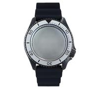 ROUHO 42.5mm Classic Diver Watch Case with Aluminium Bezel Insert + Silicone Strap Fits NH34 NH35 NH36 NH38 Movement, Watch Modification Parts for Seiko-B